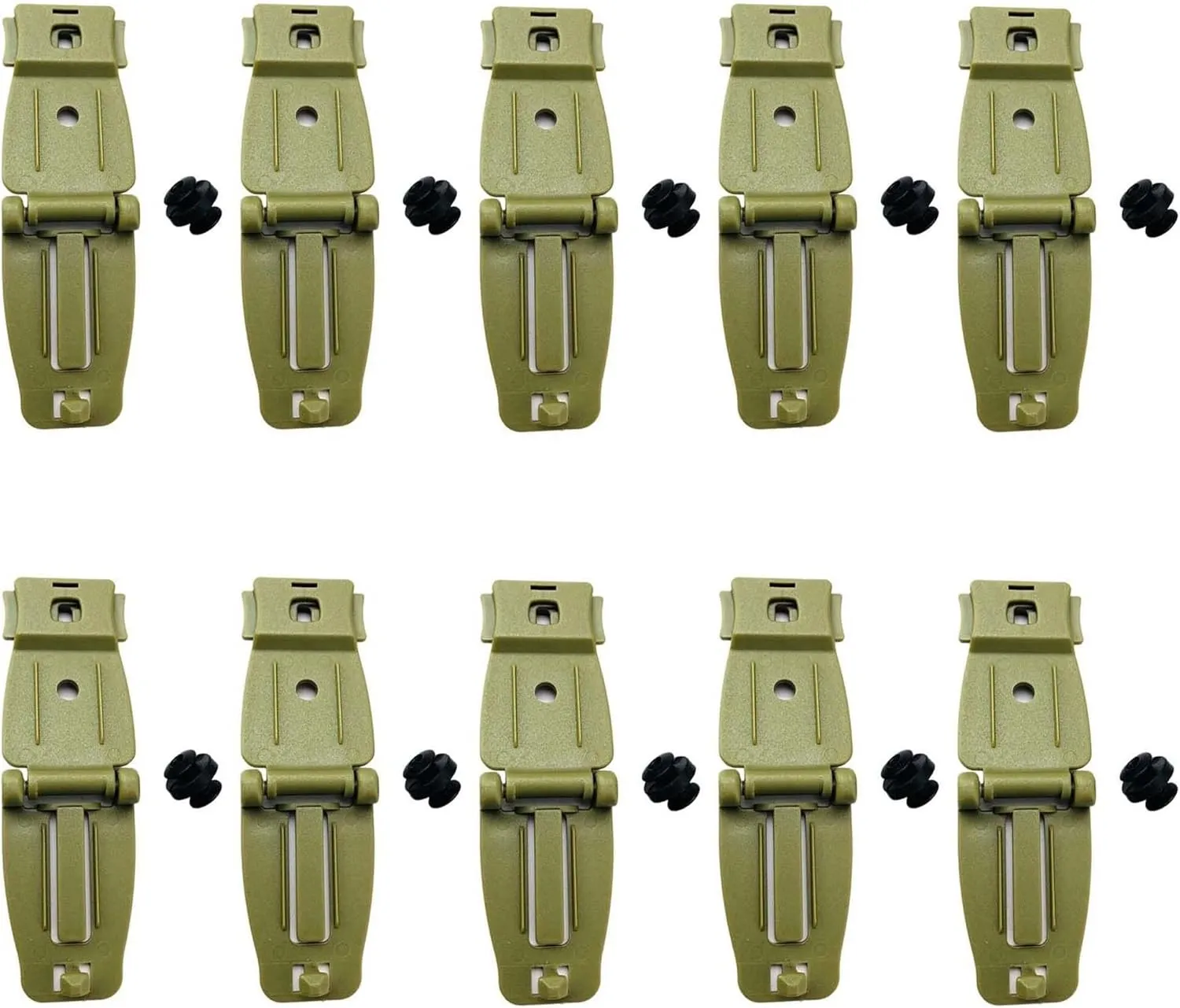 10 Sets Deep Carry Pocket Clip with Molle Connecting System Fits for Knife Sheath, Plastic Back Clip Waist Clip(Yellow)