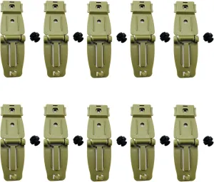 10 Sets Deep Carry Pocket Clip with Molle Connecting System Fits for Knife Sheath, Plastic Back Clip Waist Clip(Yellow)