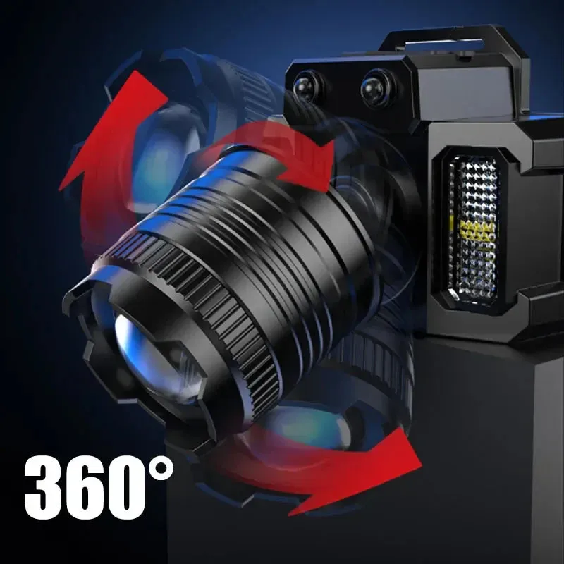 100000LM 5 Mode Light LED Sensor Headlamp Camping Search Light Head Flashlight Rechargeable Powerful Headlights