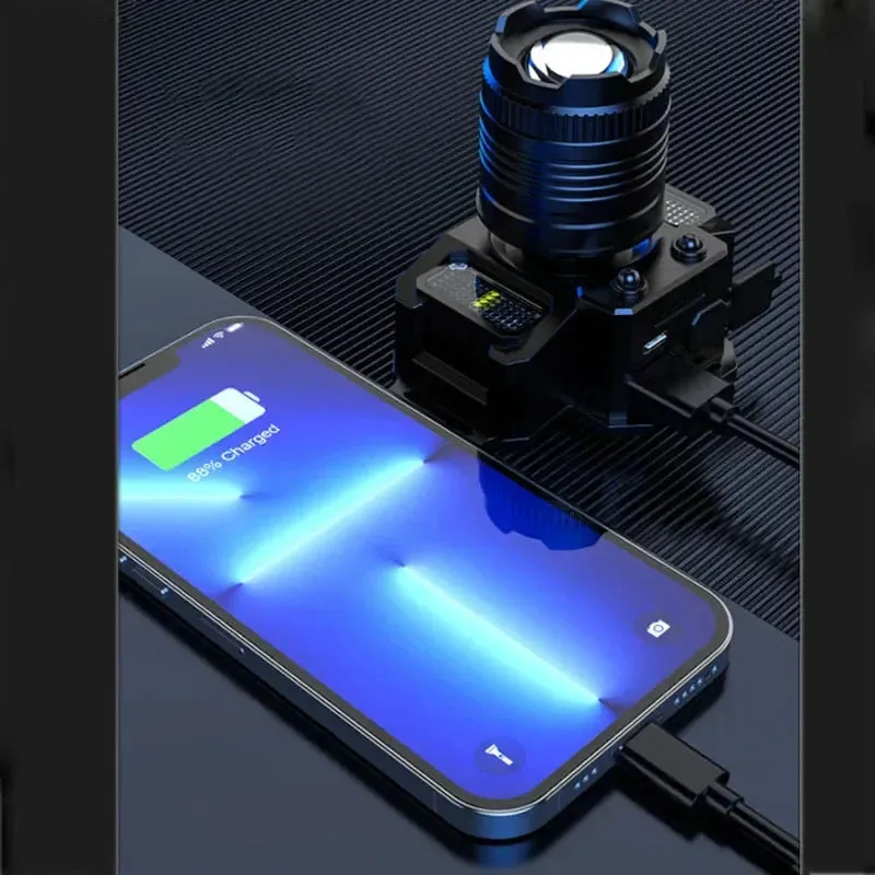 100000LM 5 Mode Light LED Sensor Headlamp Camping Search Light Head Flashlight Rechargeable Powerful Headlights