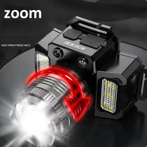 100000LM 5 Mode Light LED Sensor Headlamp Camping Search Light Head Flashlight Rechargeable Powerful Headlights