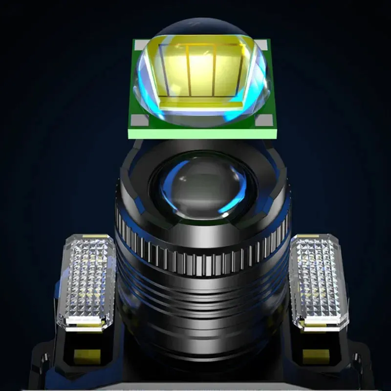 100000LM 5 Mode Light LED Sensor Headlamp Camping Search Light Head Flashlight Rechargeable Powerful Headlights