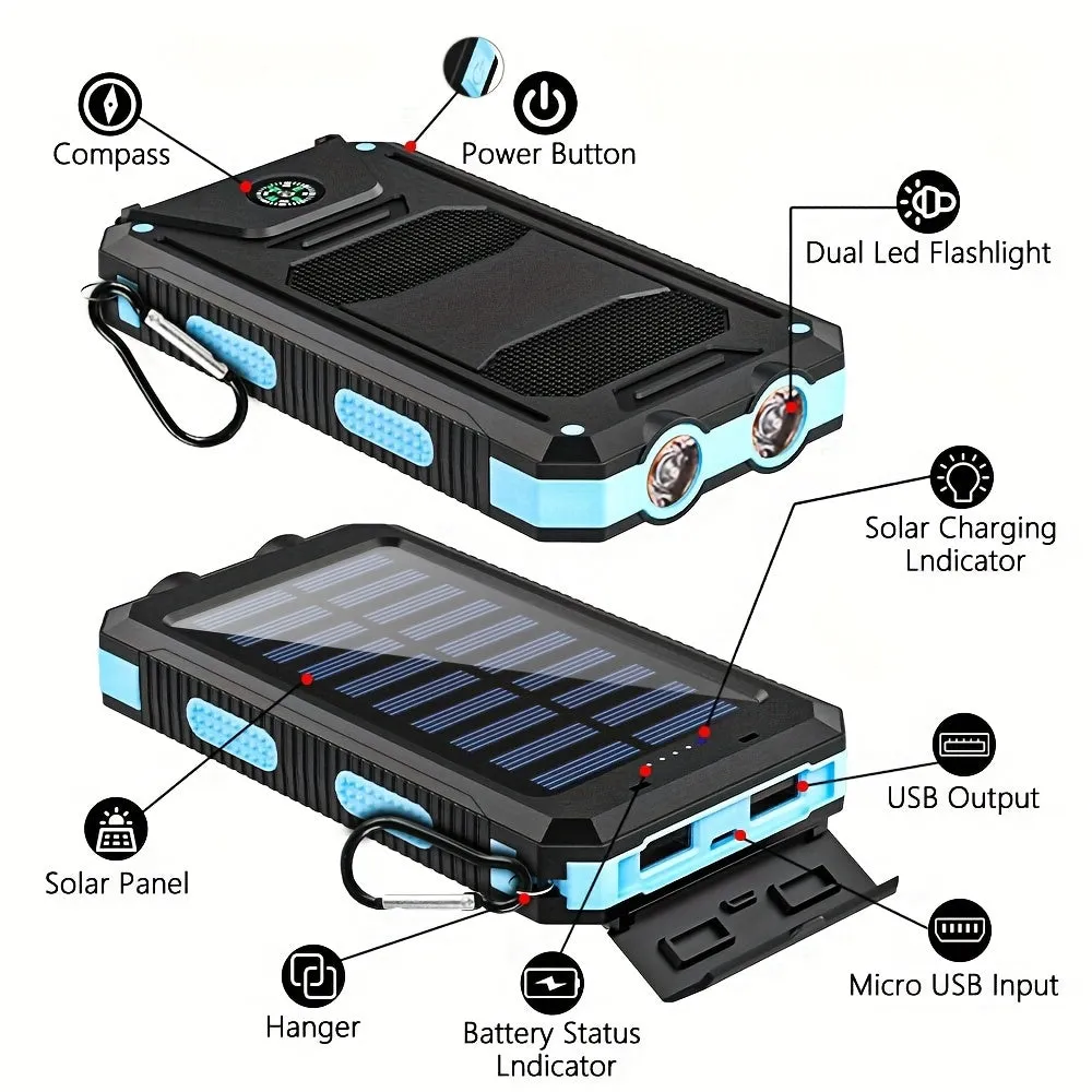 10000Ah USB Portable Charger Solar Power Bank