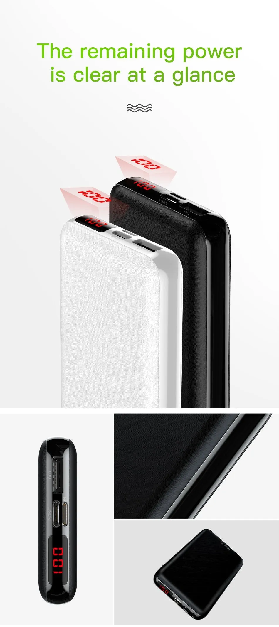10000mAh Mini Power Bank  LED Display Portable Charger