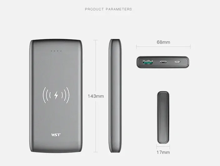 10000mAh Wireless Power Bank - Fast Qi Charging | Dual USB Ports | Portable Charger for iPhone, Samsung & More