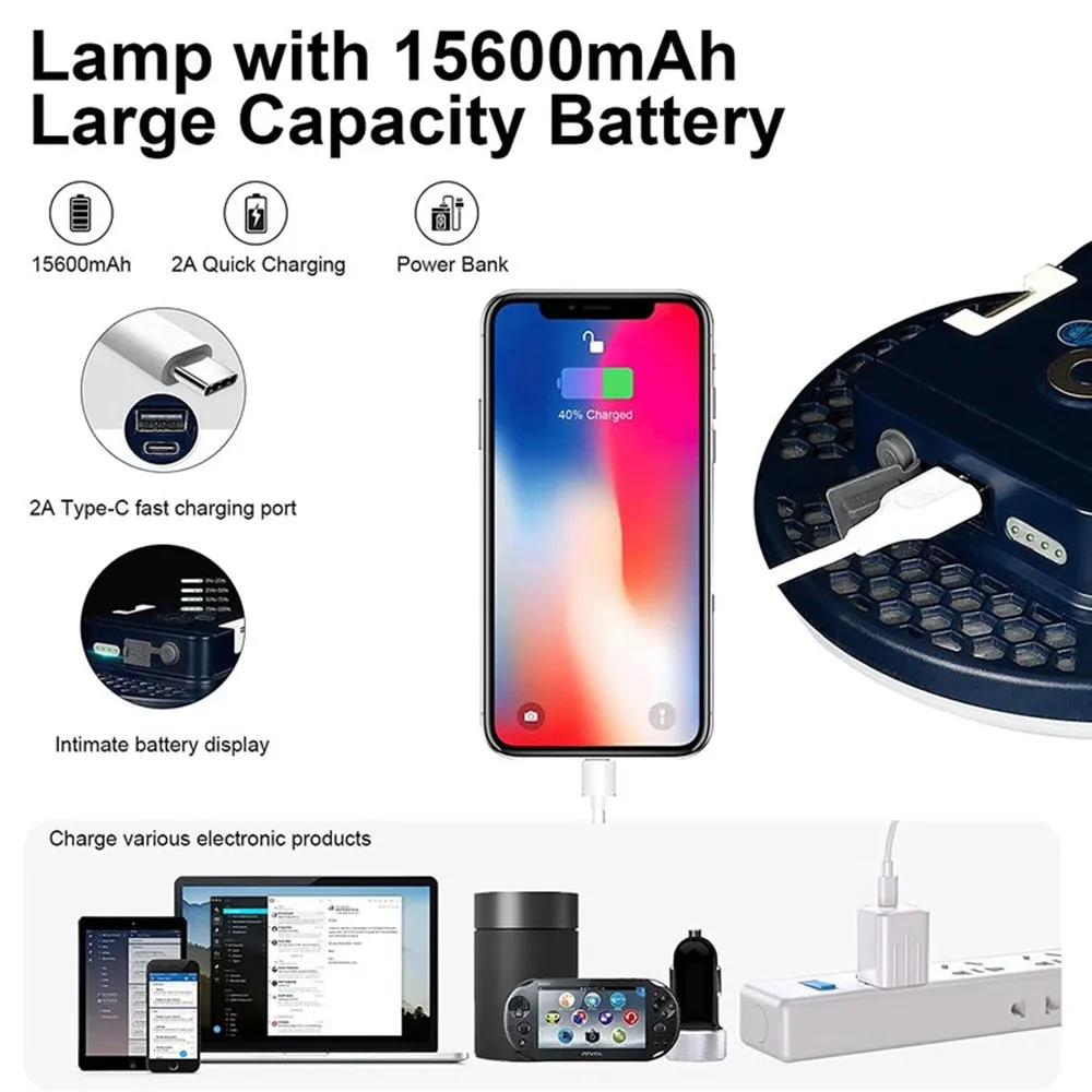 13500mAh 60W Rechargeable LED Camping Lantern with Magnet - Strong Light Portable Flashlight for Outdoor and Work