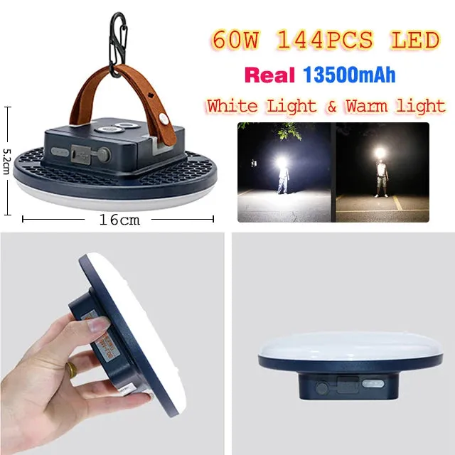 13500mAh 60W Rechargeable LED Camping Lantern with Magnet - Strong Light Portable Flashlight for Outdoor and Work