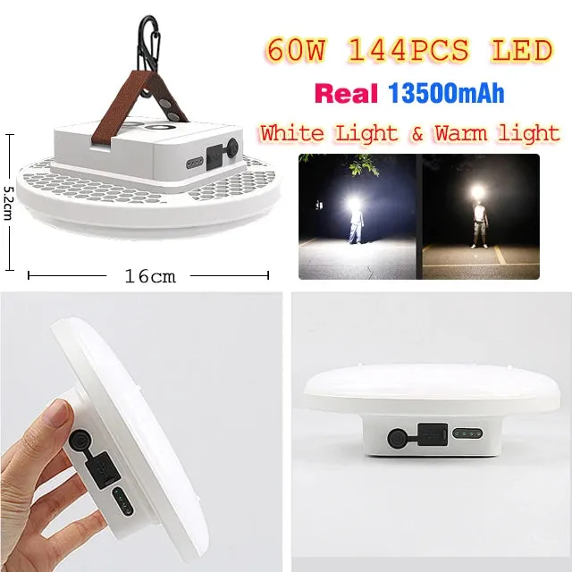 13500mAh 60W Rechargeable LED Camping Lantern with Magnet - Strong Light Portable Flashlight for Outdoor and Work