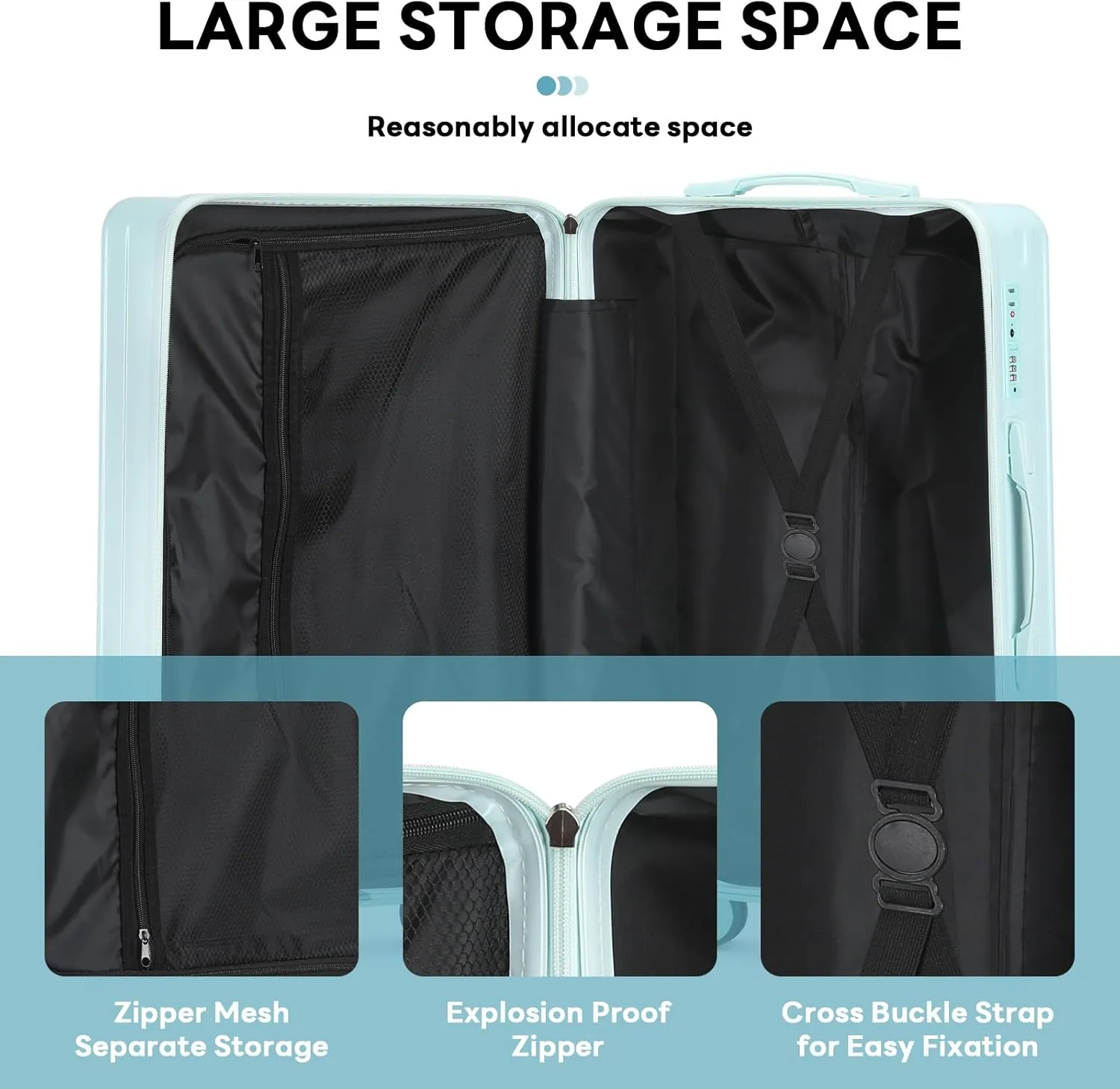 (14 20 24)Inch Carry on Luggage Carry-on with Cup Holder & USB Port, Luggage with Airline Approved TSA Lock, Softside Lightweight carry on luggage 22x14x9 airline approved 360° Double Spinner 8 Wheels