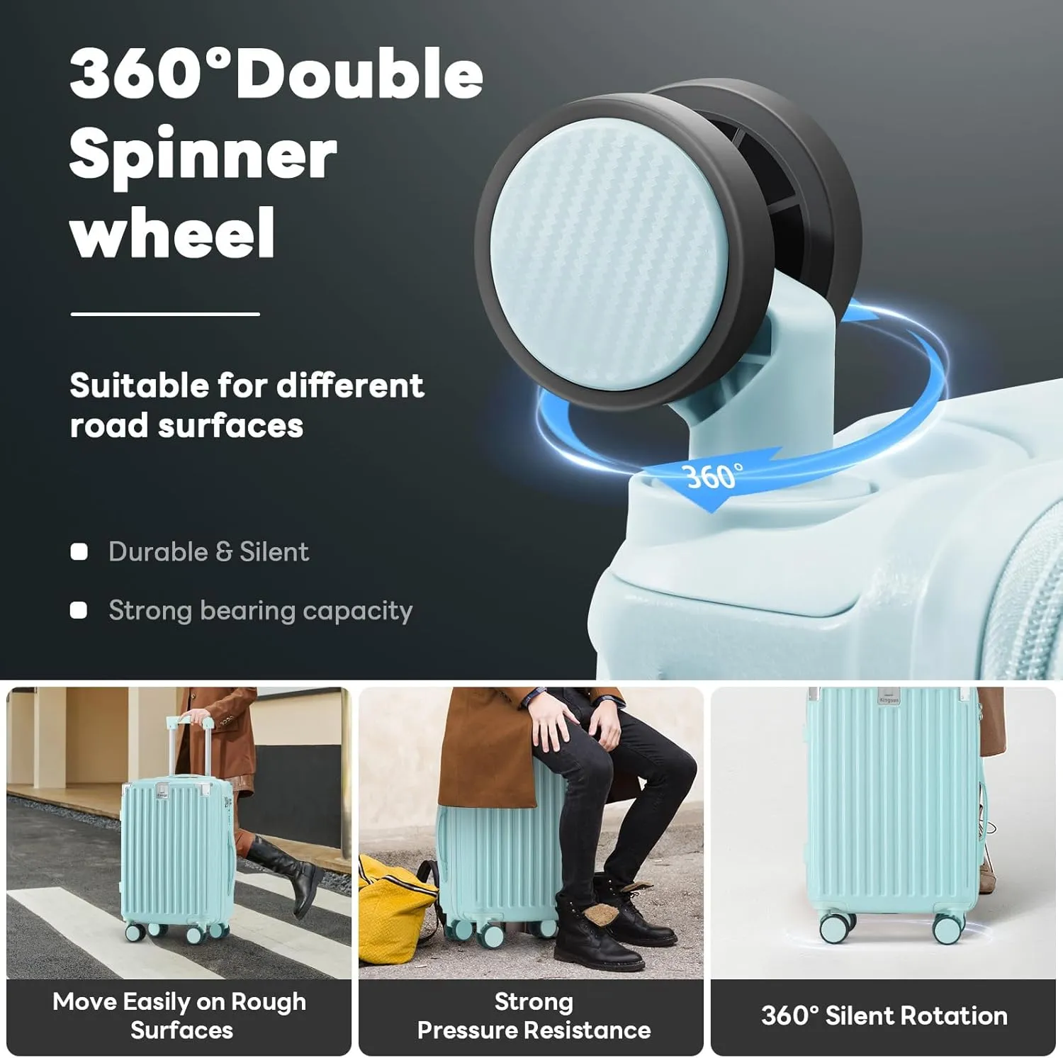 (14 20 24)Inch Carry on Luggage Carry-on with Cup Holder & USB Port, Luggage with Airline Approved TSA Lock, Softside Lightweight carry on luggage 22x14x9 airline approved 360° Double Spinner 8 Wheels