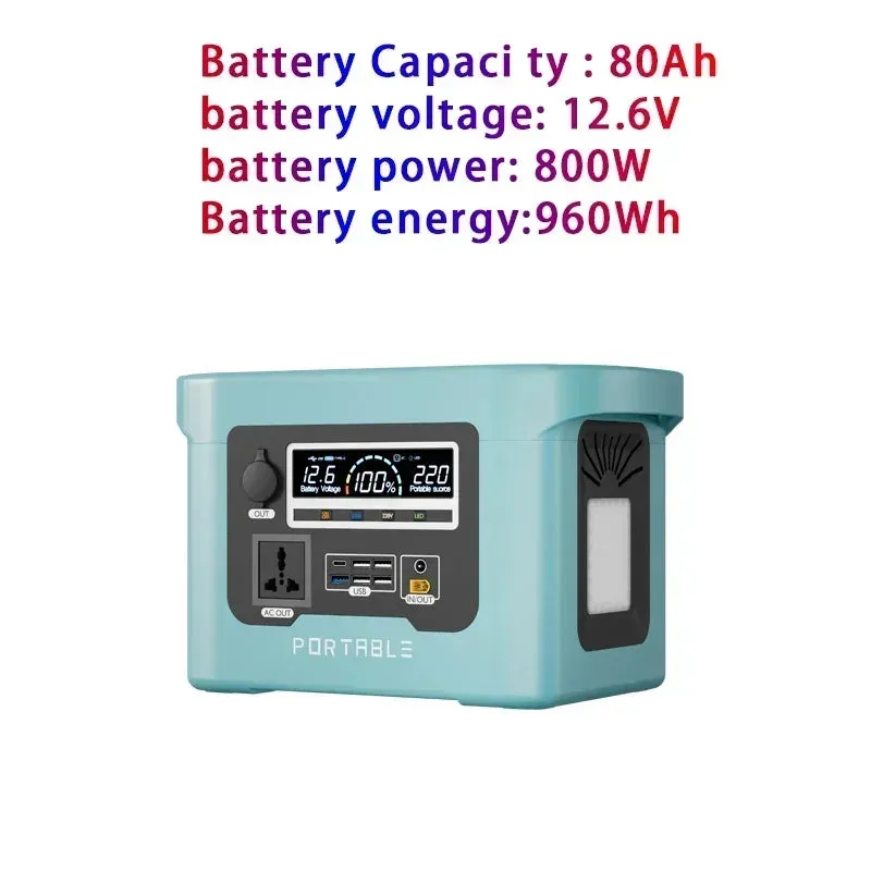 1500W Portable Power Station 170AH Solar Generator Outdoor Emergency Mobile Power Bank 24000mAh LiFePO4 For Camping Power LED