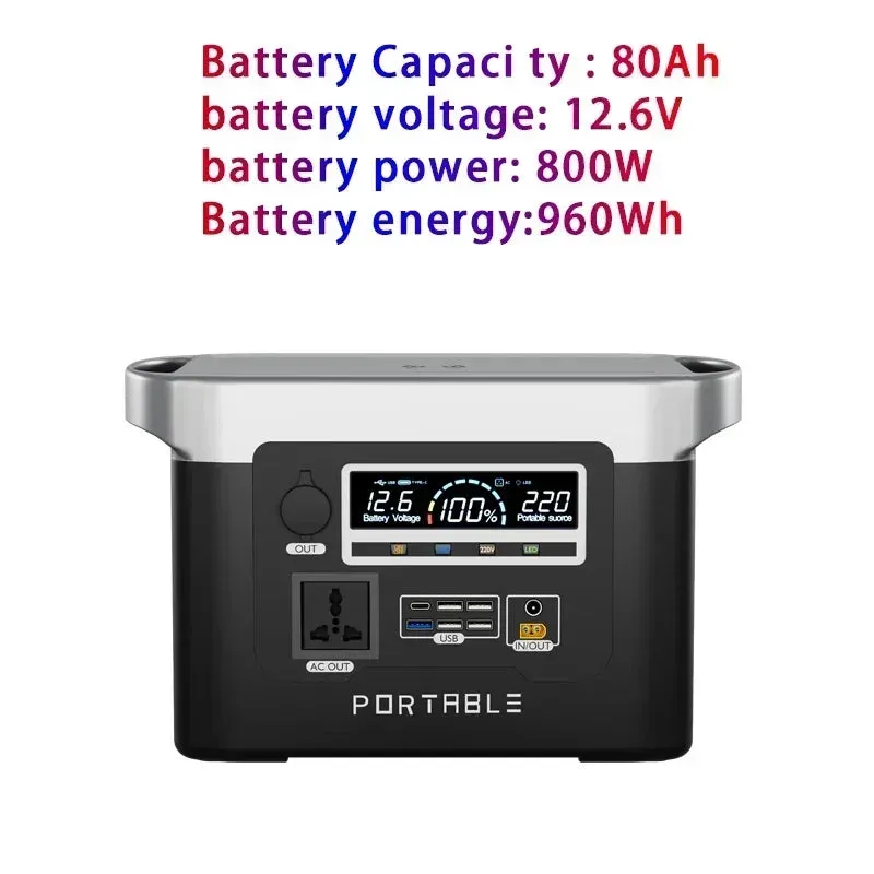 1500W Portable Power Station 170AH Solar Generator Outdoor Emergency Mobile Power Bank 24000mAh LiFePO4 For Camping Power LED