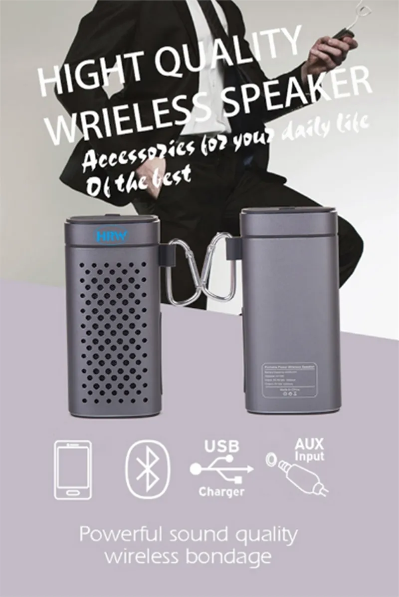 2 in 1 BC-SB004-BK Bluetooth Speaker with 4400mAh Power Bank Black