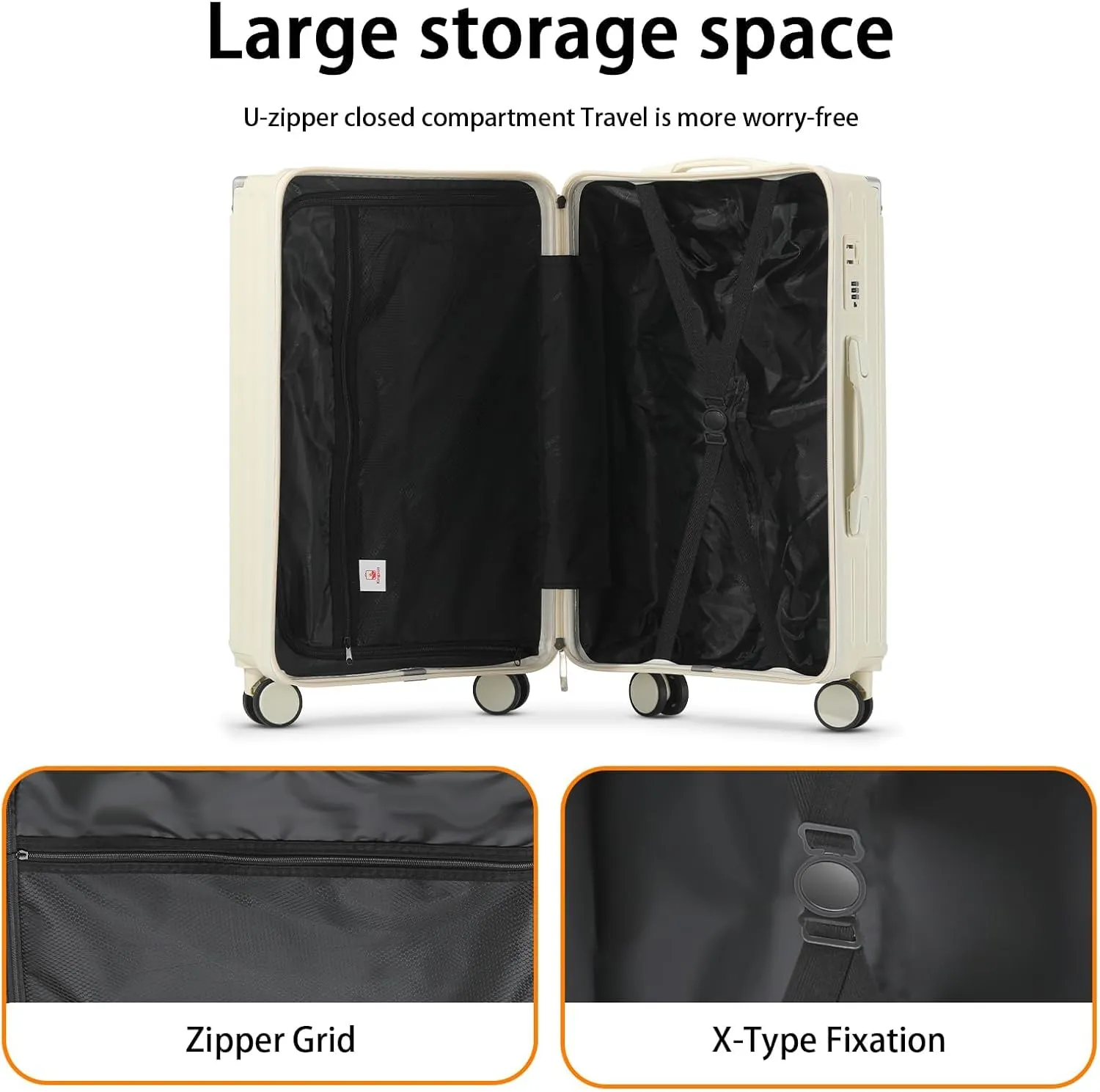 20 Inch Carry On Luggage With Cup Holder & USB Port, Airline Approved TSA-locked Luggage, Lightweight PC Material Travel Suitcase With 360° Spinner Wheel