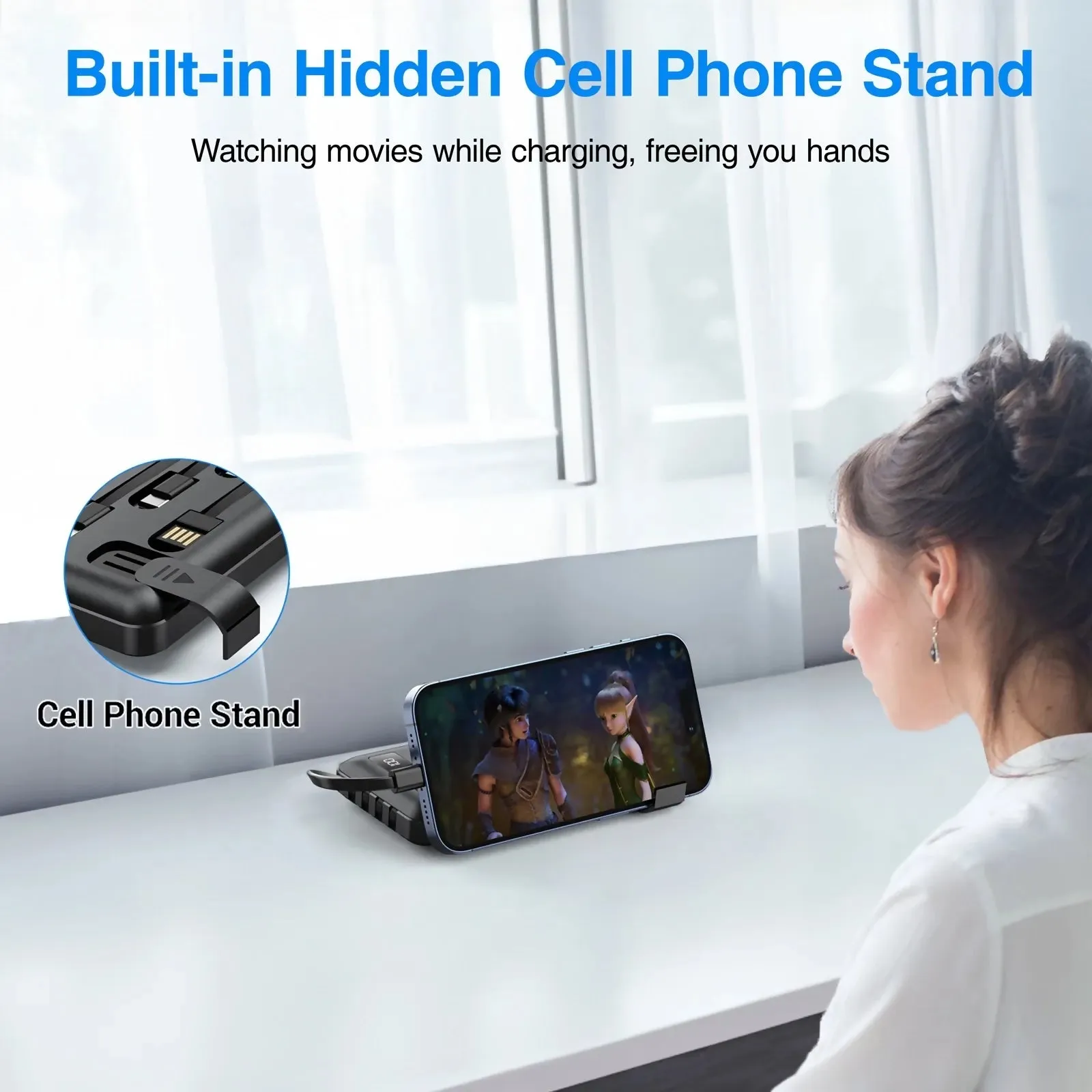 20,000 mAh Power Bank - Portable Charger with 4 Charging Cables
