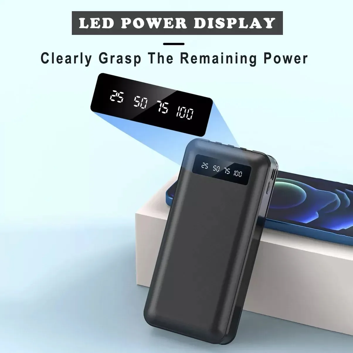 20,000 mAh Power Bank - Portable Charger with 4 Charging Cables