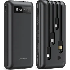 20,000 mAh Power Bank - Portable Charger with 4 Charging Cables