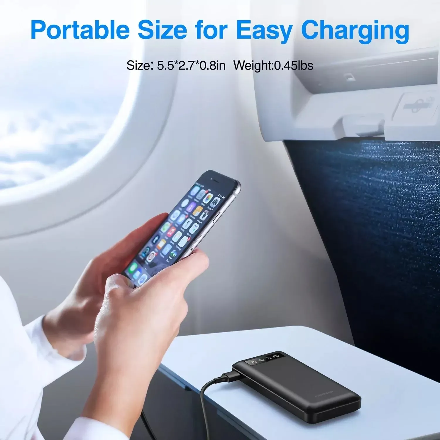 20,000 mAh Power Bank - Portable Charger with 4 Charging Cables