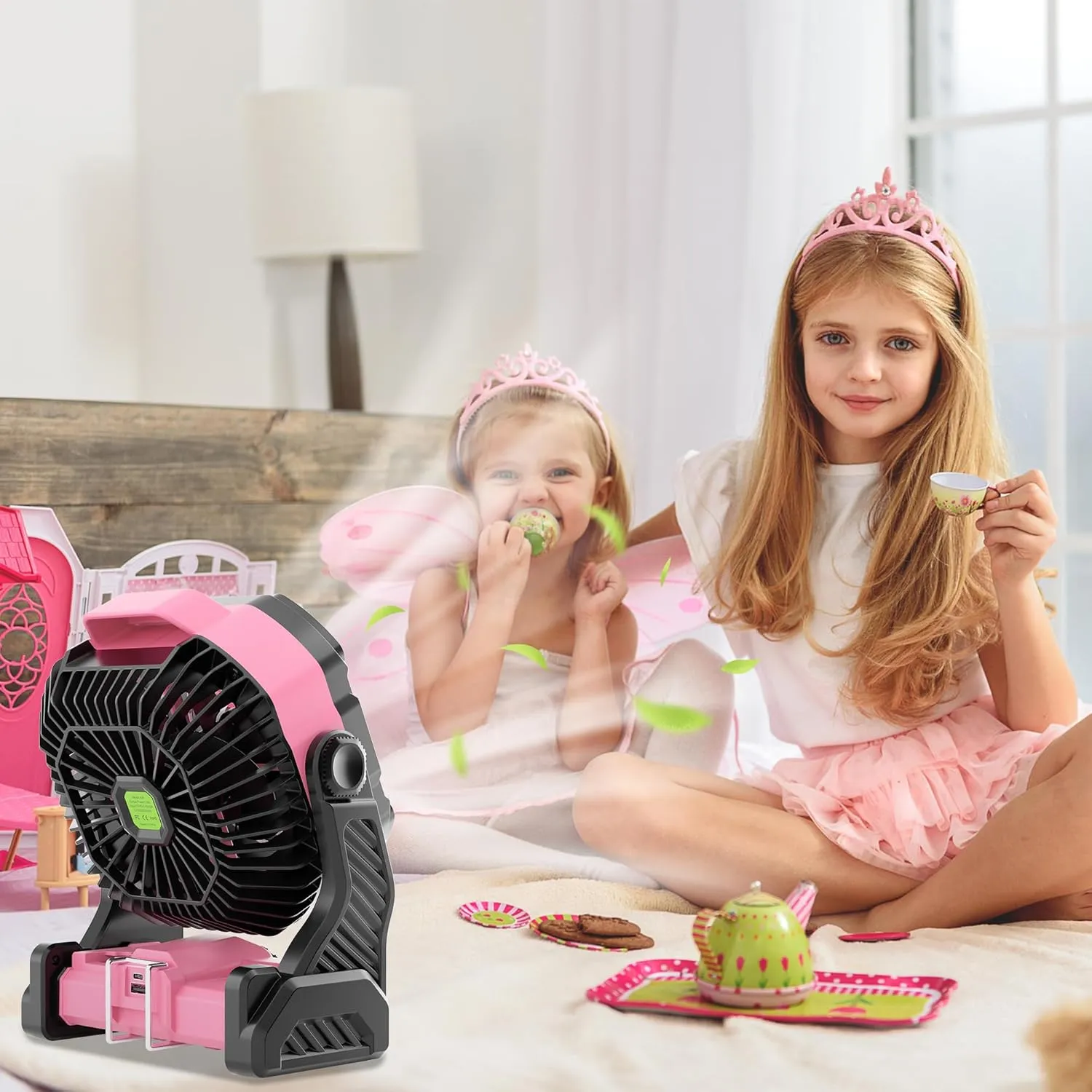 20000mAh Rechargeable Fan Battery Powered Operated,Portable Rechargeable Pink Camping Fan with LED Lantern,270°Rotation,USB Table Fan Pink Camping Accessories Battery Fans Portable