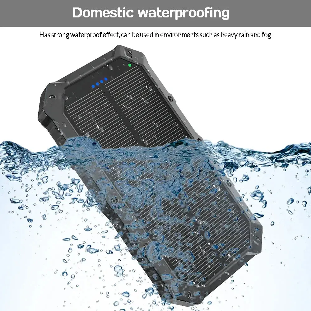 20,000mAh Solar Power Bank with Dual LED Light - Portable Charger for iPhones