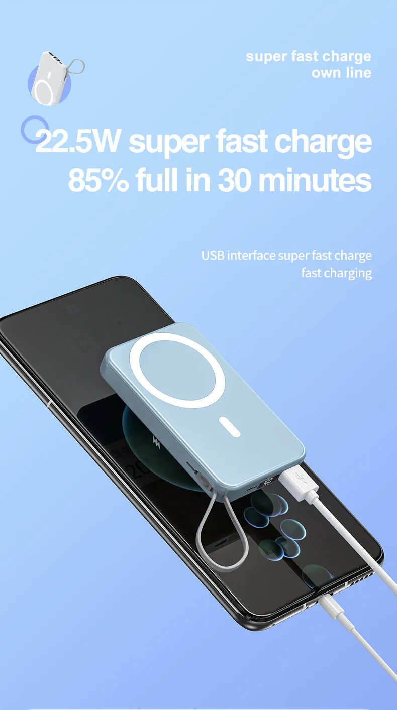 2022 New product magnetic wireless charging bank  with lanyard line A51
