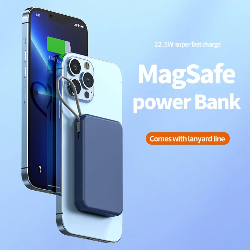2022 New product magnetic wireless charging bank  with lanyard line A51
