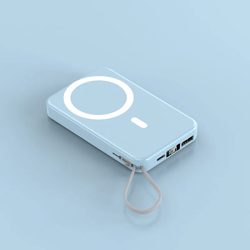 2022 New product magnetic wireless charging bank  with lanyard line A51