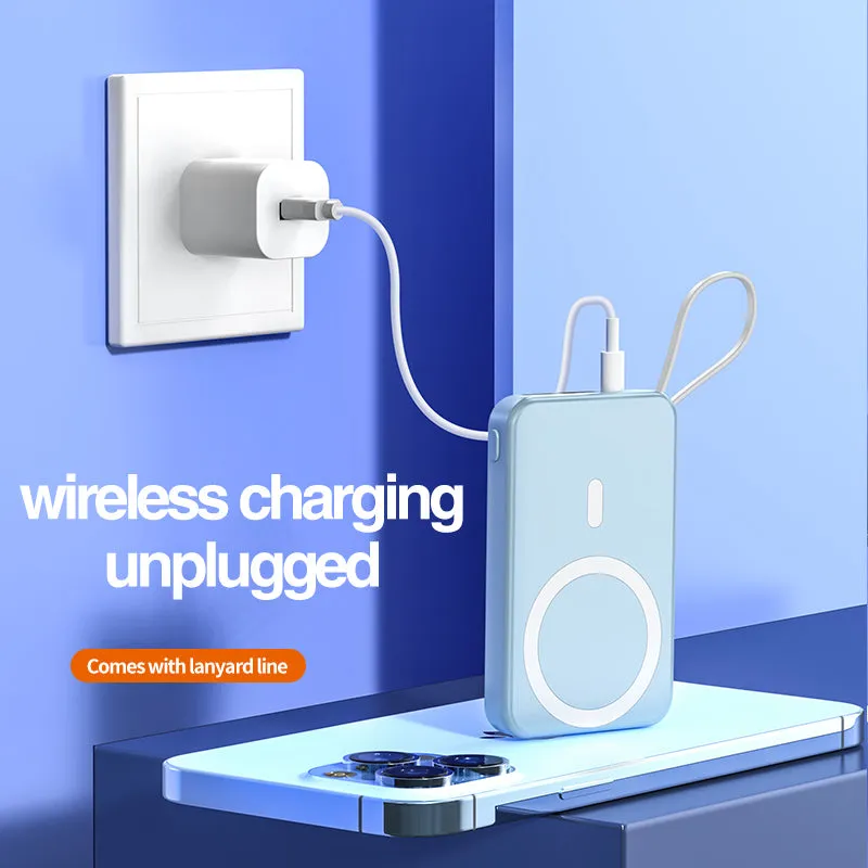 2022 New product magnetic wireless charging bank  with lanyard line A51