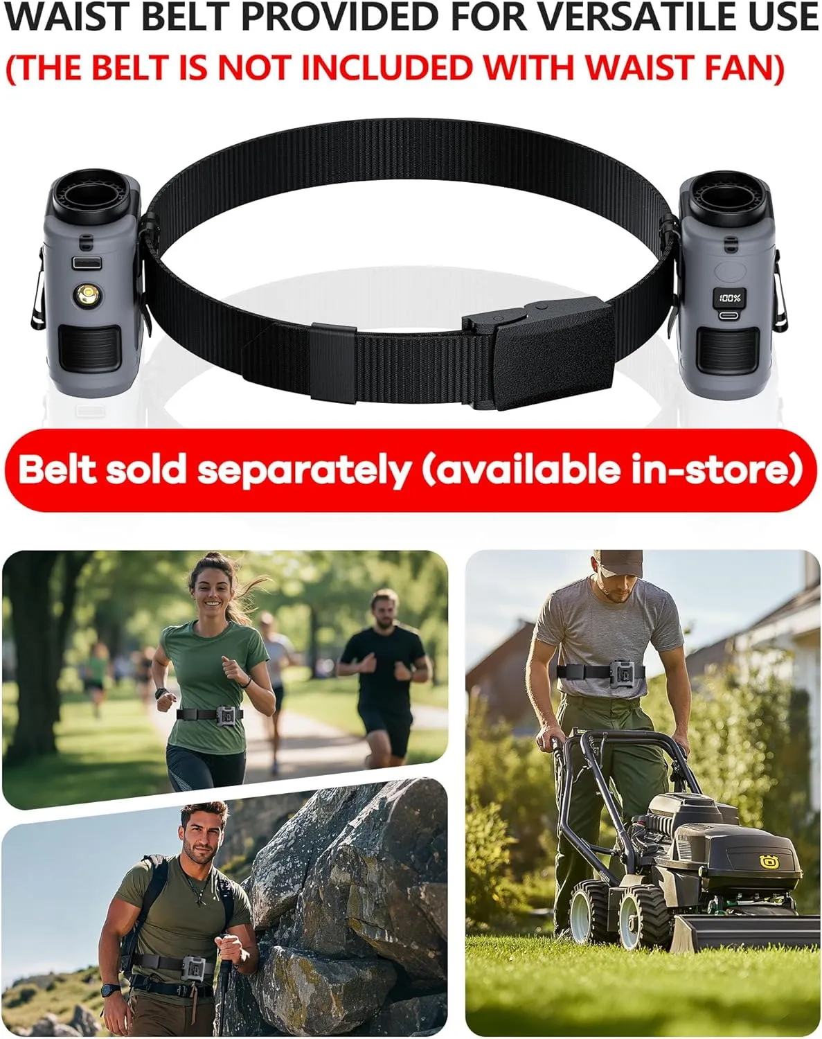 2025 Upgrade Portable Waist Fan Clip on 10000mAh Body Wearable Belt Clip Fan Undershirt Personal Cooling Neck Fans with 5 Speeds Flashlight&Power Bank 40H Cooling for Outdoor Camping Travel (Grey)