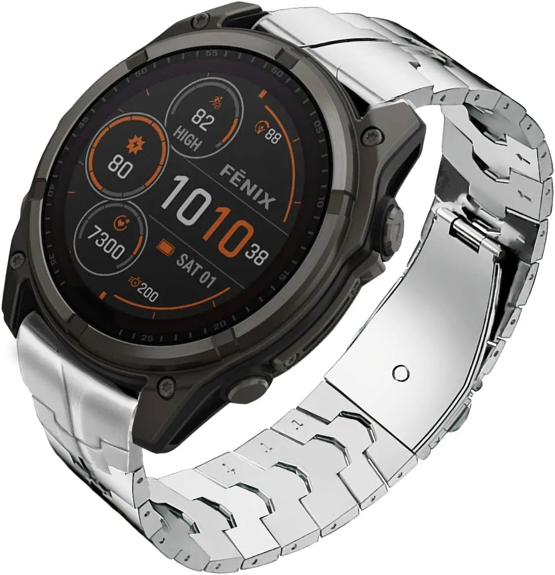 22mm Mecha Steel Bands Compatible for Garmin Fenix 8 47mm/7/6/5 Band,Quick Fit Rugged Utra Metal Strap with Folding Clasp for Fenix 5 Plus/Epix Gen 2/Forerunner 965/Epix Pro 47mm/45mm Instinct 3/2 Men