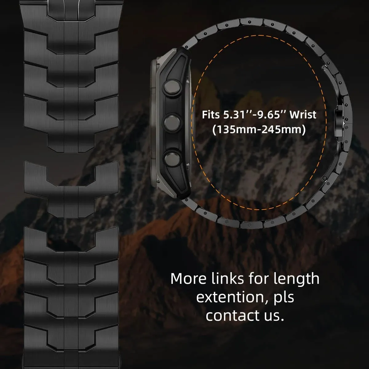 22mm Mecha Steel Bands Compatible for Garmin Fenix 8 47mm/7/6/5 Band,Quick Fit Rugged Utra Metal Strap with Folding Clasp for Fenix 5 Plus/Epix Gen 2/Forerunner 965/Epix Pro 47mm/45mm Instinct 3/2 Men