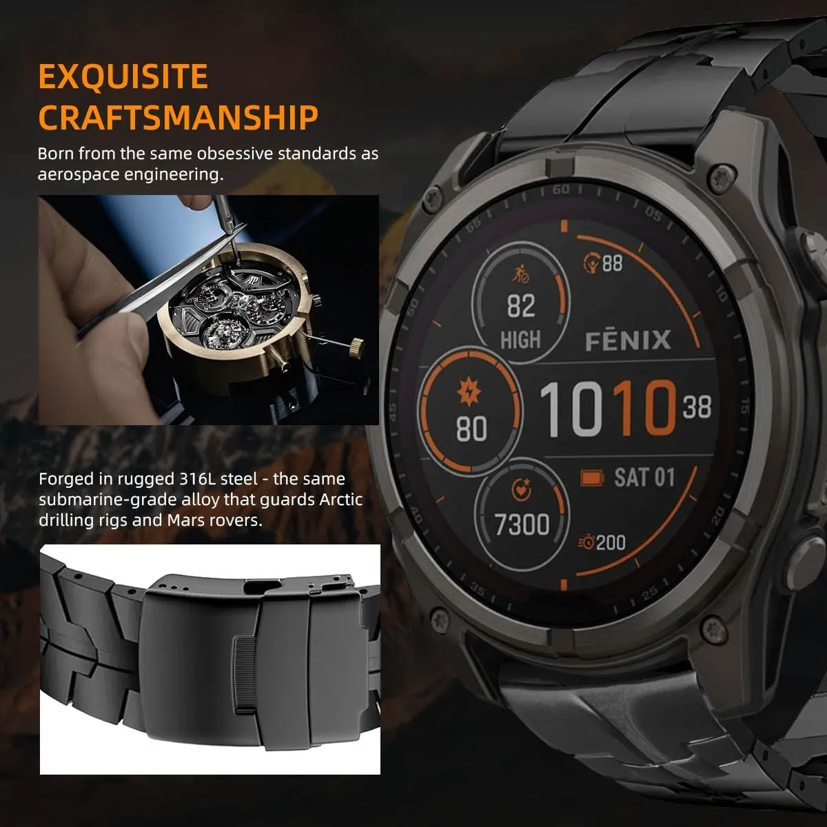 22mm Mecha Steel Bands Compatible for Garmin Fenix 8 47mm/7/6/5 Band,Quick Fit Rugged Utra Metal Strap with Folding Clasp for Fenix 5 Plus/Epix Gen 2/Forerunner 965/Epix Pro 47mm/45mm Instinct 3/2 Men