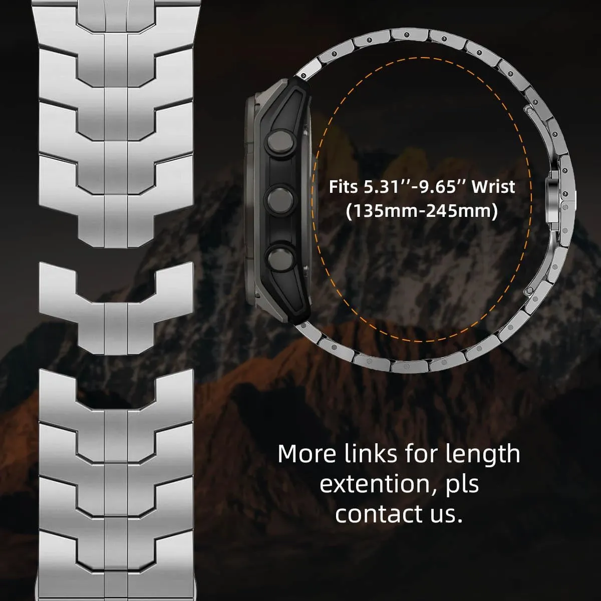 22mm Mecha Steel Bands Compatible for Garmin Fenix 8 47mm/7/6/5 Band,Quick Fit Rugged Utra Metal Strap with Folding Clasp for Fenix 5 Plus/Epix Gen 2/Forerunner 965/Epix Pro 47mm/45mm Instinct 3/2 Men
