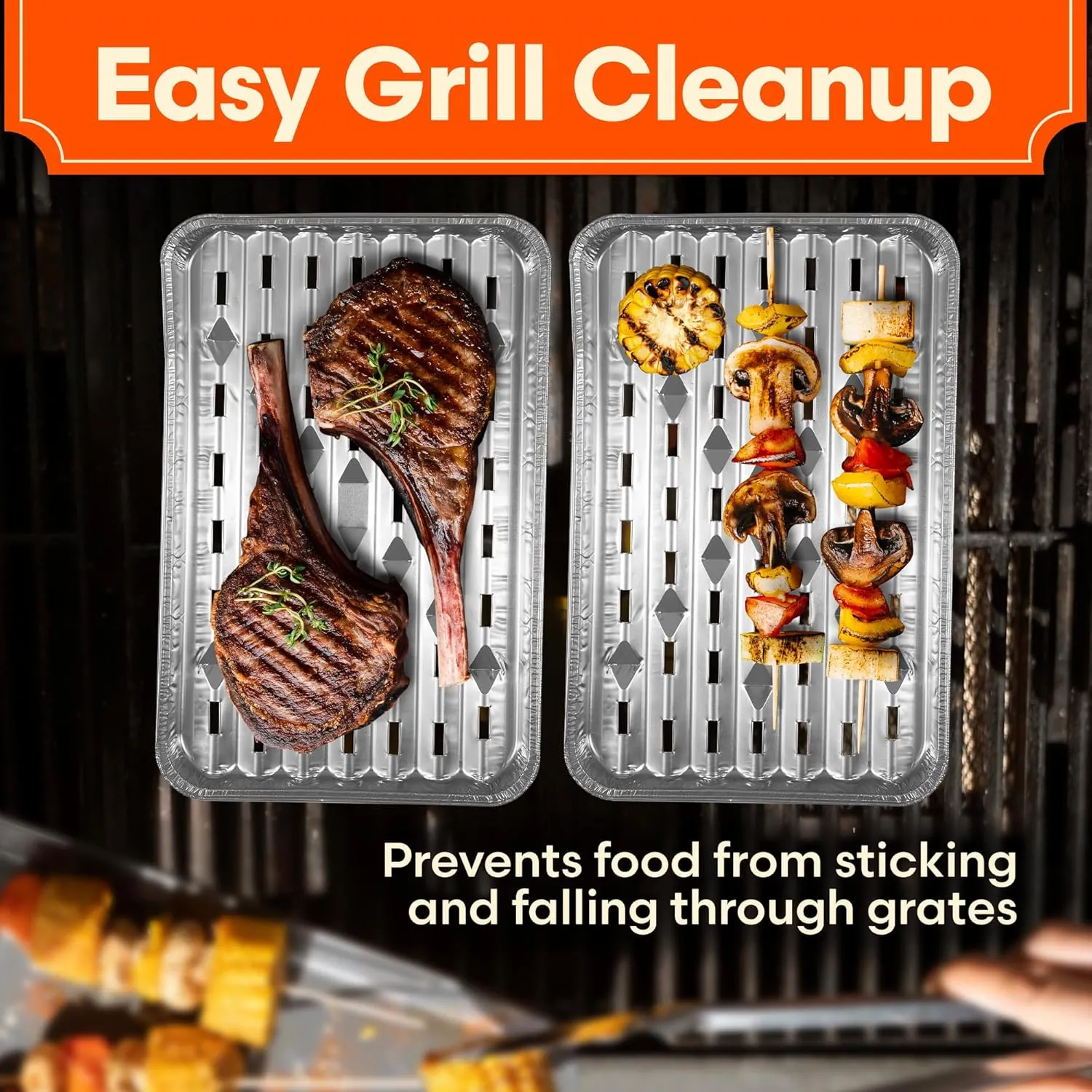 [25-Pack] Grill Liner Pans - Disposable Aluminum Foil Perforated Grill Grates Lining Trays for Outdoor Grills - Broiler Pans with Holes for Grilling, Topper Pans, Accessories for BBQ Charcoal Grills