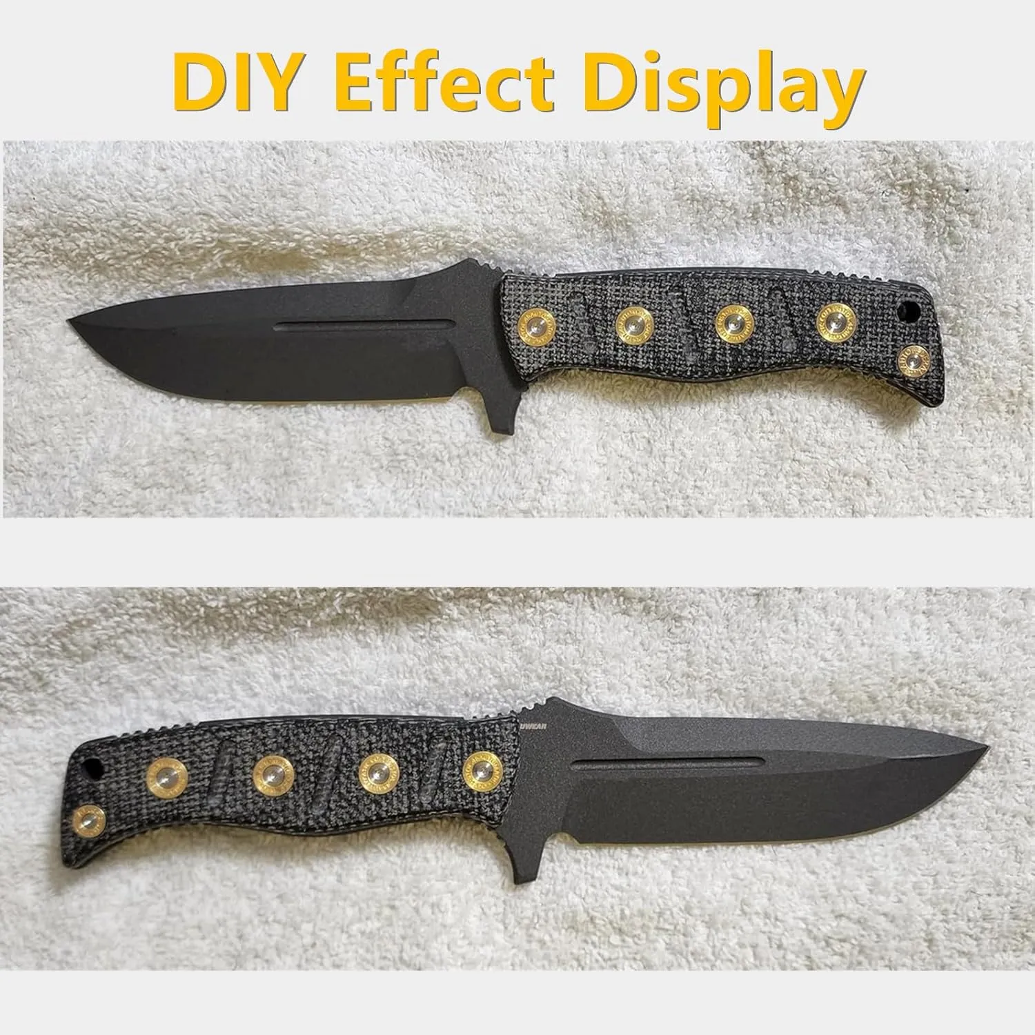 2Pcs Custom Micarta Handle Fit for Benchmade Fixed Adamas 375 Knife with Screws Sets DIY Scale Swap Repair Parts Patches Handle Replacement(Black)