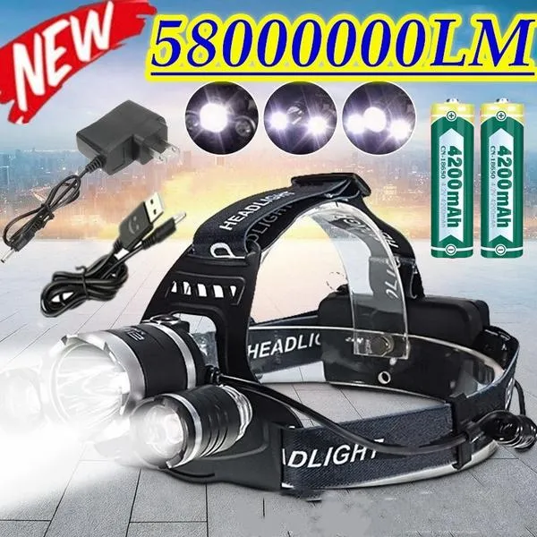 3 LED XM-L T6 Waterproof Headlamp LED Torch Flashlight