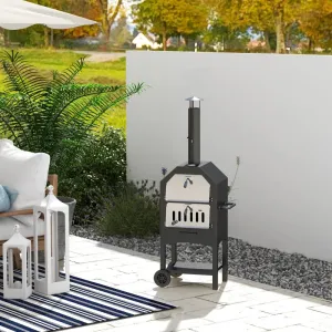 3-Tier Outdoor Pizza Oven & Charcoal Grill with Chimney