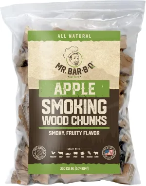 3.5 Lb. Bag Apple Wood Chunks, Wood Chunks for Smokers, Alternative for Charcoal Briquettes, Can be Use on Gas, Fruity Apple Flavor for Smoking, Outdoor Grilling, Backyard BBQ, Campfire by Mr. Bar-B-Q