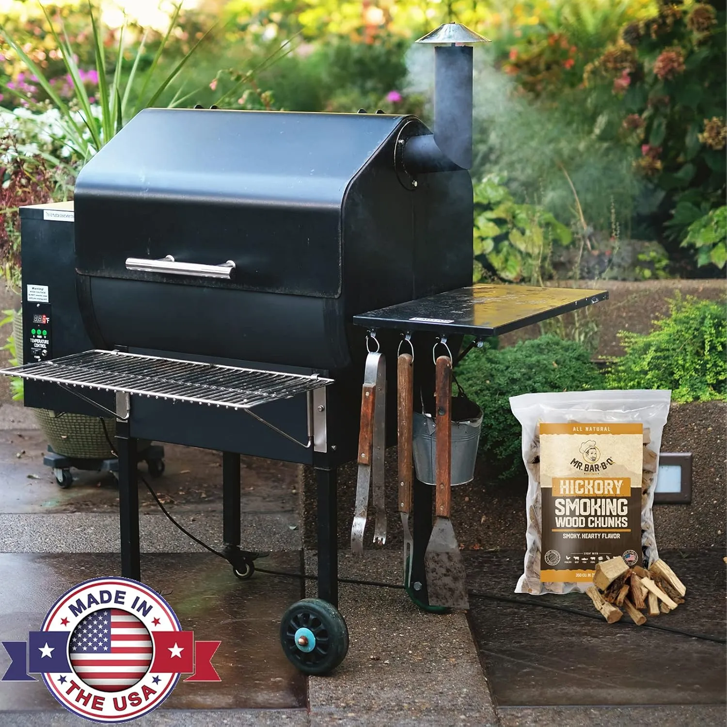 3.5 Lb. Hickory Wood Chunks, Wood Chunks for Smokers, Alternative for Charcoal Briquettes Can be Use on Gas, Natural Hickory Smokey Flavor for Smoking, Grilling & BBQ, Camping Essential by Mr. Bar-B-Q