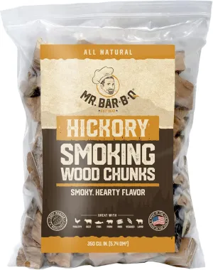 3.5 Lb. Hickory Wood Chunks, Wood Chunks for Smokers, Alternative for Charcoal Briquettes Can be Use on Gas, Natural Hickory Smokey Flavor for Smoking, Grilling & BBQ, Camping Essential by Mr. Bar-B-Q
