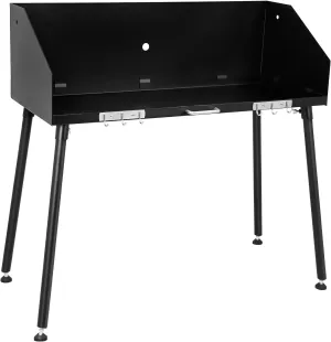 38 x16 Inch Dutch Oven Table, Camp Cooking Table with Three-sided Windscreen and Four Legs, Heavy Duty Steel Frame Outdoor BBQ Grill Table for Camping, Picnic, Backyard Cooking