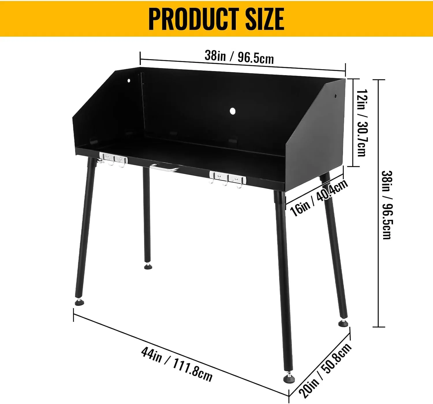 38 x16 Inch Dutch Oven Table, Camp Cooking Table with Three-sided Windscreen and Four Legs, Heavy Duty Steel Frame Outdoor BBQ Grill Table for Camping, Picnic, Backyard Cooking