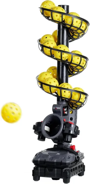 3802PBH Pickleball Machine, Adjustable Speed & Angles, Pickleball Launcher with Auto Swing Base, Powered by Power Bank/Batteries/AC Power, for All-Level Training