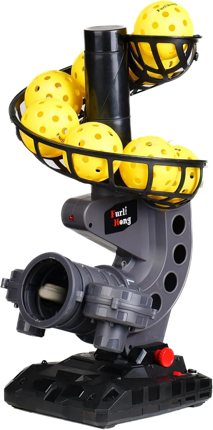 388PBH Pickleball Machine, 4 Adjustable Angles, Includes 9 Pickleballs, Powered by Power Bank/Battery, for Beginners