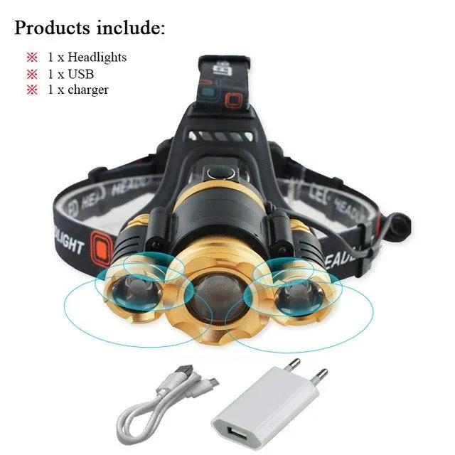 3T6 CREE XML T6 zoom led headlight IR headlamp USB 18650 battery head lamp camping waterproof hike light fishing head lanterna