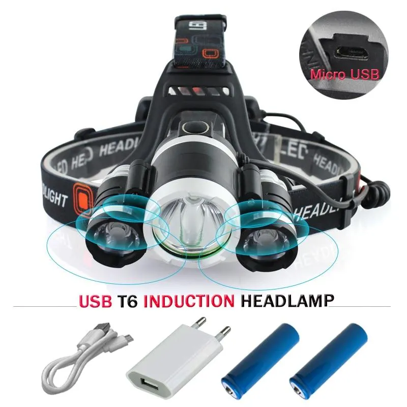 3T6 CREE XML T6 zoom led headlight IR headlamp USB 18650 battery head lamp camping waterproof hike light fishing head lanterna