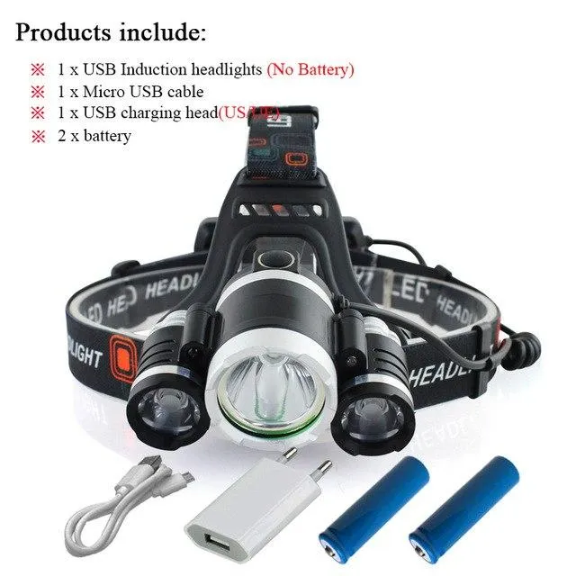 3T6 CREE XML T6 zoom led headlight IR headlamp USB 18650 battery head lamp camping waterproof hike light fishing head lanterna