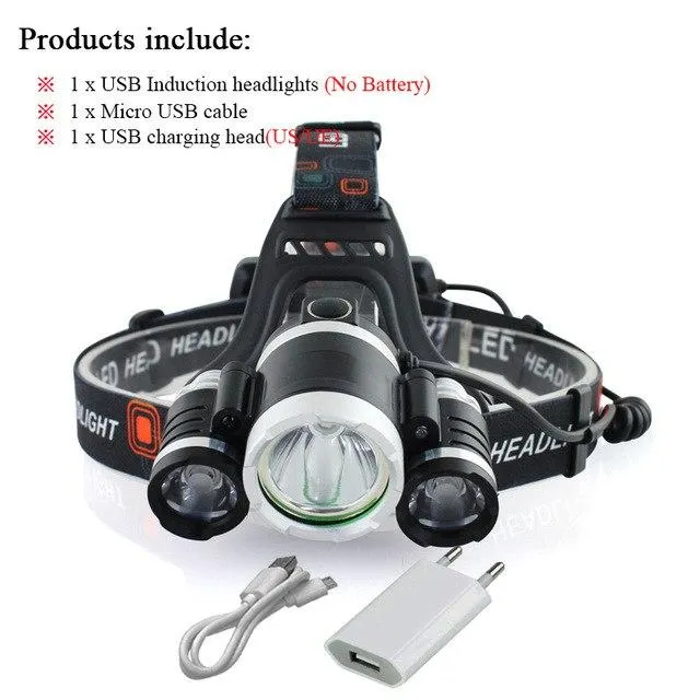 3T6 CREE XML T6 zoom led headlight IR headlamp USB 18650 battery head lamp camping waterproof hike light fishing head lanterna