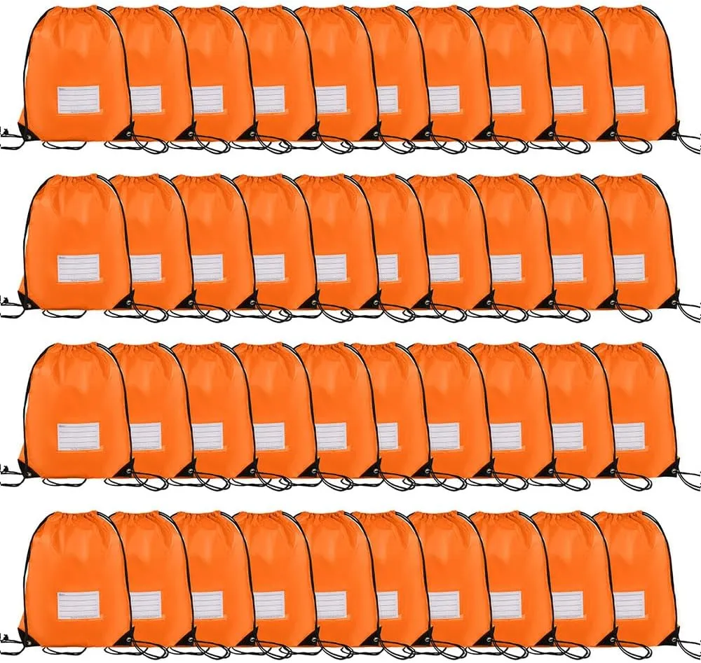 40 Pcs Drawstring Bags,Bulk Draw String Backpack, DIY Gym Sports Cinch Bag Sackpack for Women Men, Orange