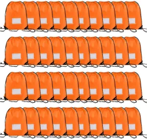 40 Pcs Drawstring Bags,Bulk Draw String Backpack, DIY Gym Sports Cinch Bag Sackpack for Women Men, Orange